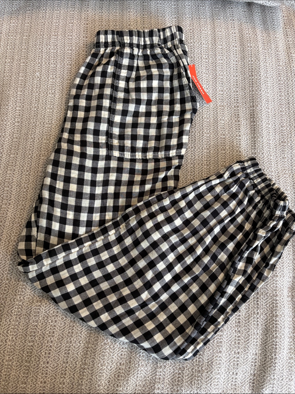 Joe Fresh Black And White Gingham Elastic Waist Pants